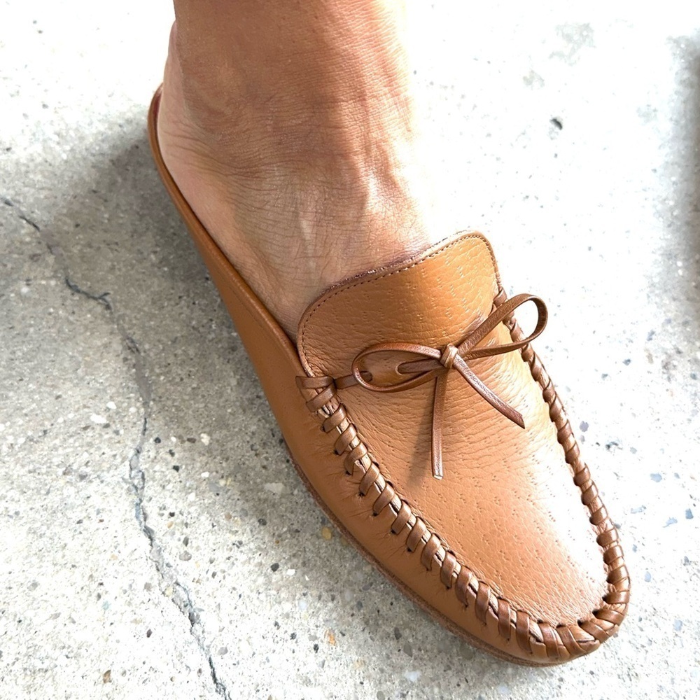 Ferragamo loafer slip in mules in tan size 6